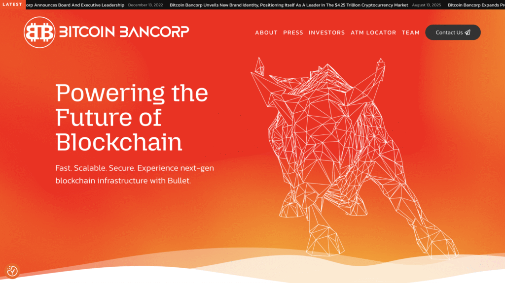 Bitcoin Bancorp website preview