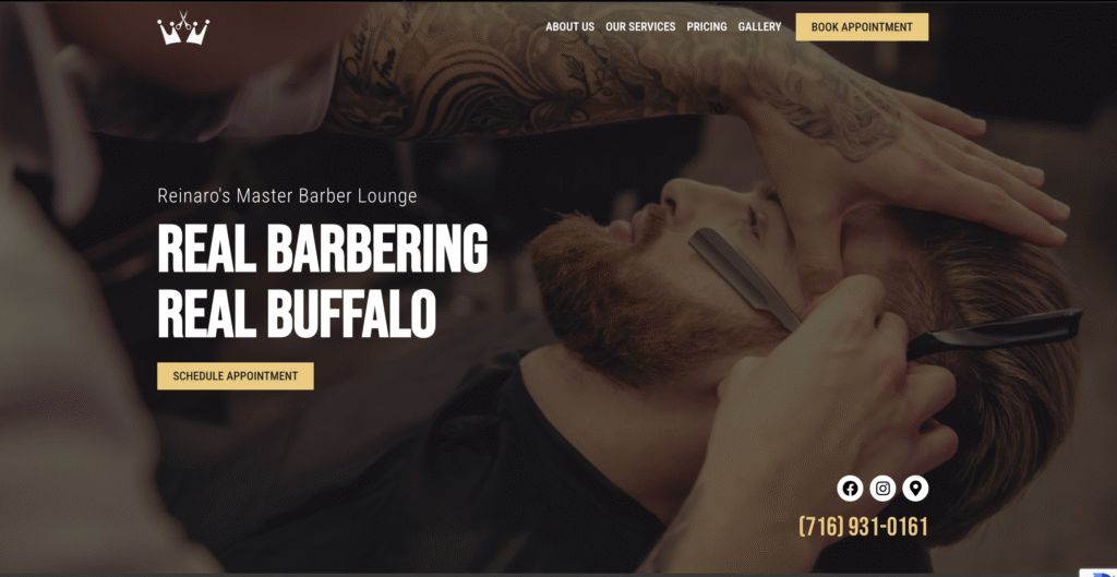Reinaro's Master Barber Lounge website preview